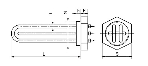 Схема для Элек. ТЭН (блок) 6,0кВт (2*3,0) G 1 ¼ 42мм
